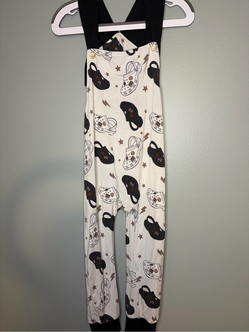 BAMBOO Cream Printed Overalls Jumpsuit with Black Straps
